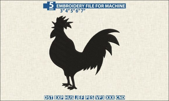 Download Rooster Machine Embroidery DST PES File - Premium Resources