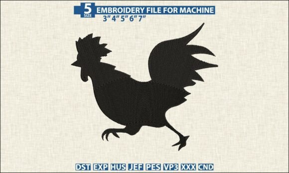 Download Rooster Machine Embroidery DST PES File - Premium Resources