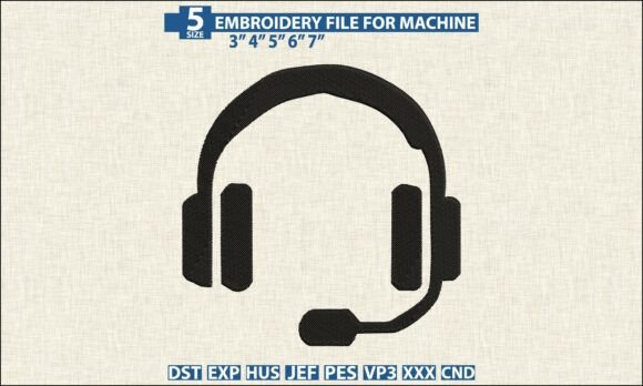 Download Headset Machine Embroidery DST PES Files - Premium Resources
