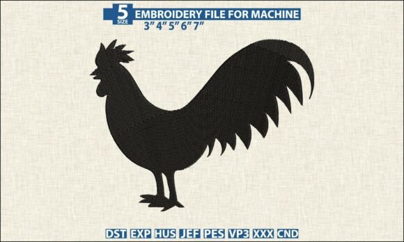 Download Rooster Machine Embroidery DST PES File - Premium Resources