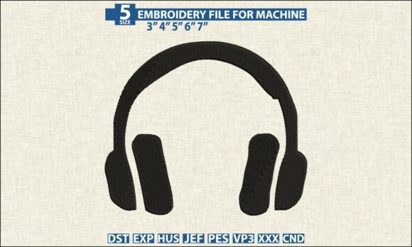 Download Headphone Machine Embroidery DST PES - Premium Resources